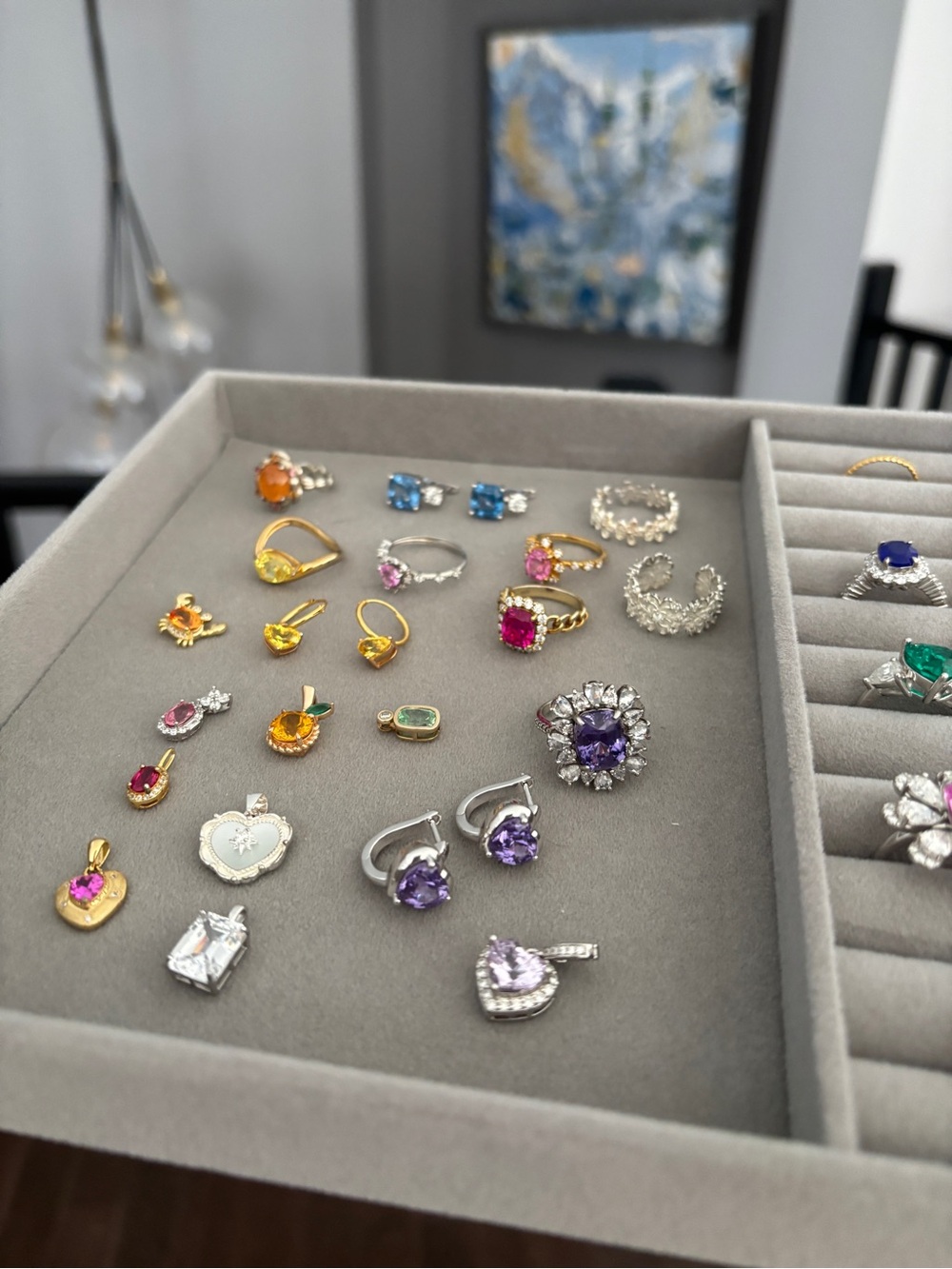 Assorted Purple Gemstone Earrings and Pendants - Women Jewelry